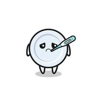 plate mascot character with fever condition vector