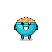 cute cereal bowl mascot with an optimistic face vector