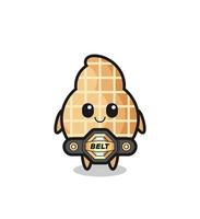 the MMA fighter peanut mascot with a belt vector