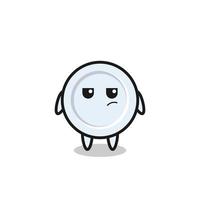 cute plate character with suspicious expression vector