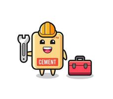 Mascot cartoon of cement sack as a mechanic vector