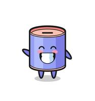 cylinder piggy bank cartoon character doing wave hand gesture vector