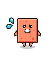 brick mascot character with afraid gesture vector