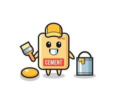 Character Illustration of cement sack as a painter