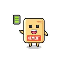 cement sack mascot character with energetic gesture vector