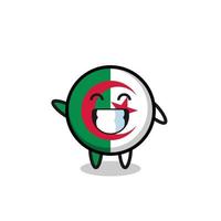 personaje de dibujos animados de bandera de argelia haciendo gesto de mano de onda vector