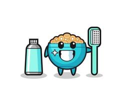 Mascot Illustration of cereal bowl with a toothbrush vector