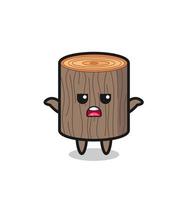 tree stump mascot character saying I do not know vector