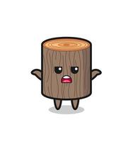 tree stump mascot character saying I do not know vector