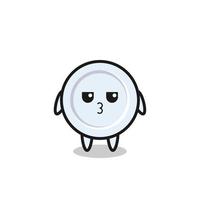 the bored expression of cute plate characters vector
