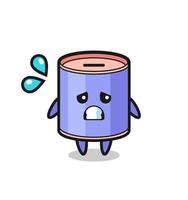 cylinder piggy bank mascot character with afraid gesture vector