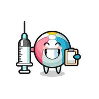 Mascot Illustration of beach ball as a doctor vector