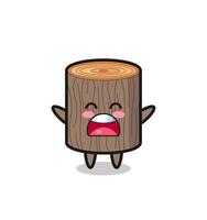 cute tree stump mascot with a yawn expression vector