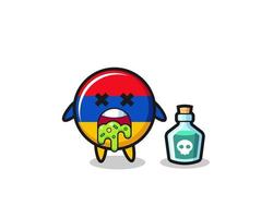 illustration of an armenia flag character vomiting due to poisoning vector