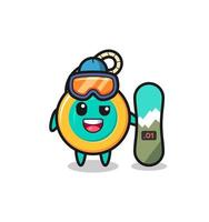 Illustration of yoyo character with snowboarding style vector