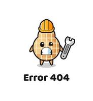 error 404 with the cute peanut mascot vector