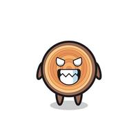 evil expression of the wood grain cute mascot character vector