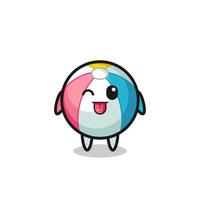 cute beach ball character in sweet expression while sticking out her tongue vector