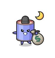 Illustration of cylinder piggy bank cartoon is stolen the money vector