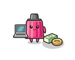 ilustración de mascota de gelatina como hacker vector