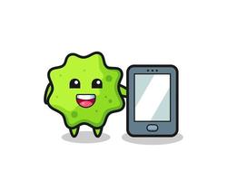 splat illustration cartoon holding a smartphone vector