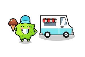 Mascot cartoon of splat with ice cream truck vector