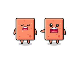 illustration of the argue between two cute brick characters vector