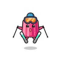 jelly mascot character as a ski player vector