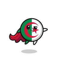 cute algeria flag superhero character is flying vector