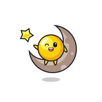 illustration of egg yolk cartoon sitting on the half moon vector