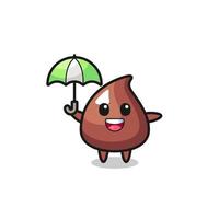 cute choco chip illustration holding an umbrella vector