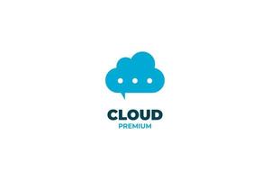 Flat cloud with speech bubble logo vector template design