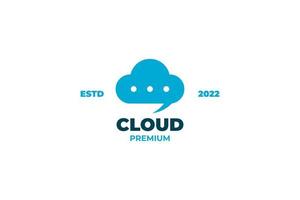 Flat cloud with speech bubble logo vector template design