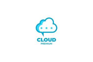 Flat cloud with speech bubble logo vector template design