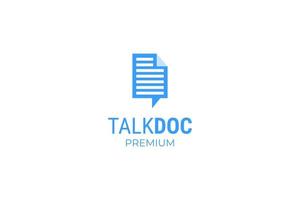 Flat document talk or chat logo design vector template