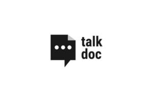 Flat document talk or chat logo design vector template