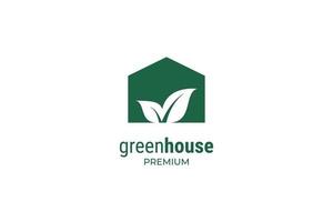 Flat green house logo design vector template