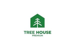 Flat house logo with tree vector template design