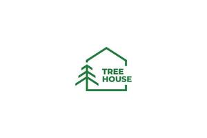 Flat house logo with tree vector template design