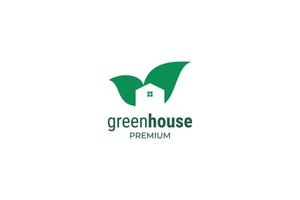 Flat green house logo design vector template