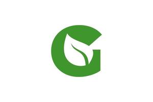 Flat G leaf logo design vector template illustration