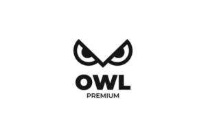 Flat eyes owl bird logo design vector template illustration