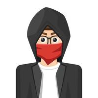 Hacker in simple flat vector. personal profile icon or symbol. people concept vector illustration.