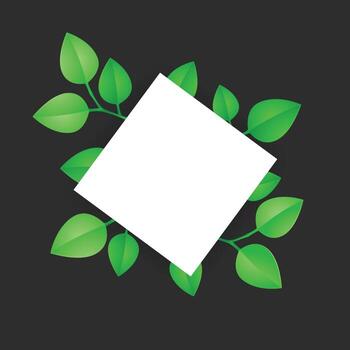 espacio vacío blanco para texto con hojas verdes decoradas. plantilla diseñada en la ilustración de vector de estilo plano gadient.