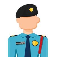 guardia de seguridad en vector plano simple. icono o símbolo de perfil personal. Ilustración de vector de concepto de personas.