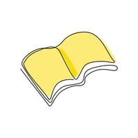Continuous line of book. education concept object in simple thin vector illustration.