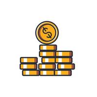 Colored thin icon of dollar coin stack, business and finance concept vector illustration.