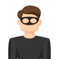Robber in simple flat vector, personal profile icon or symbol, people concept vector illustration.