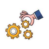 Colored thin icon of hand give cog for machine, business and finance concept vector illustration.