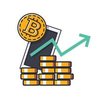 Colored thin icon of cryptocurrency trading, business and finance concept vector illustration.